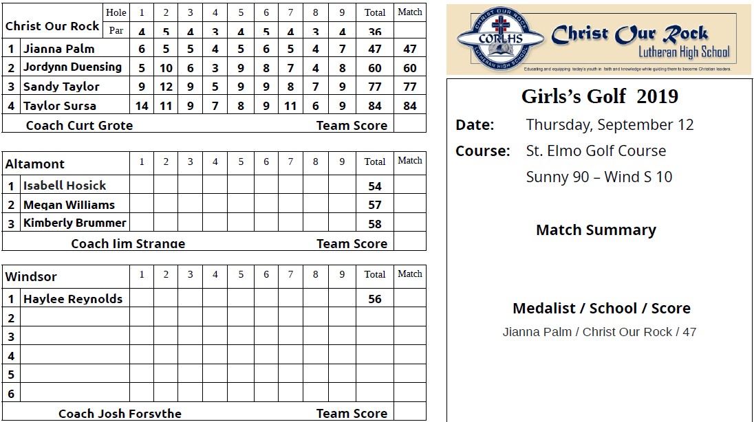 Altamont (girls) on Thursday, September 12th