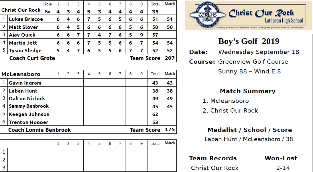 McLeansboro (boys) on Wednesday, September 18th